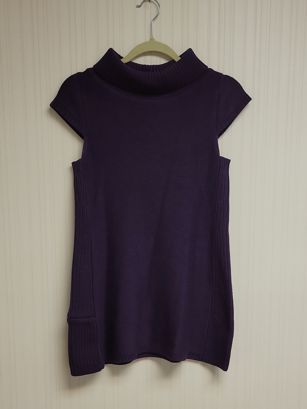 ibex Deep Purple Mock Neck Knit Dress Medium Fall Outdoor Wool Minimalist